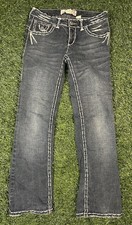 Laguna Beach Jeans Mens 30 Blue Faded Distressed Skull Button Bootcut Y2K USA