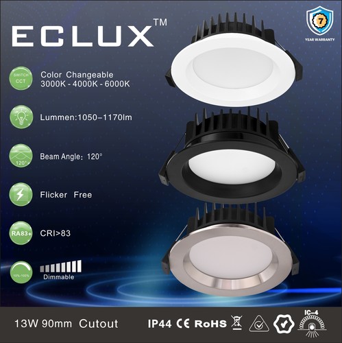 13W LED Downlight 90mm Tri Color Changeable Dimmable Recessed Light Populared - Picture 1 of 15