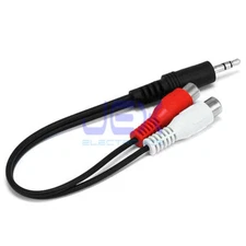 Male 1/8" 3.5mm Stereo Jack to Twin/2x Female RCA/Phono Adapter Cable Converter