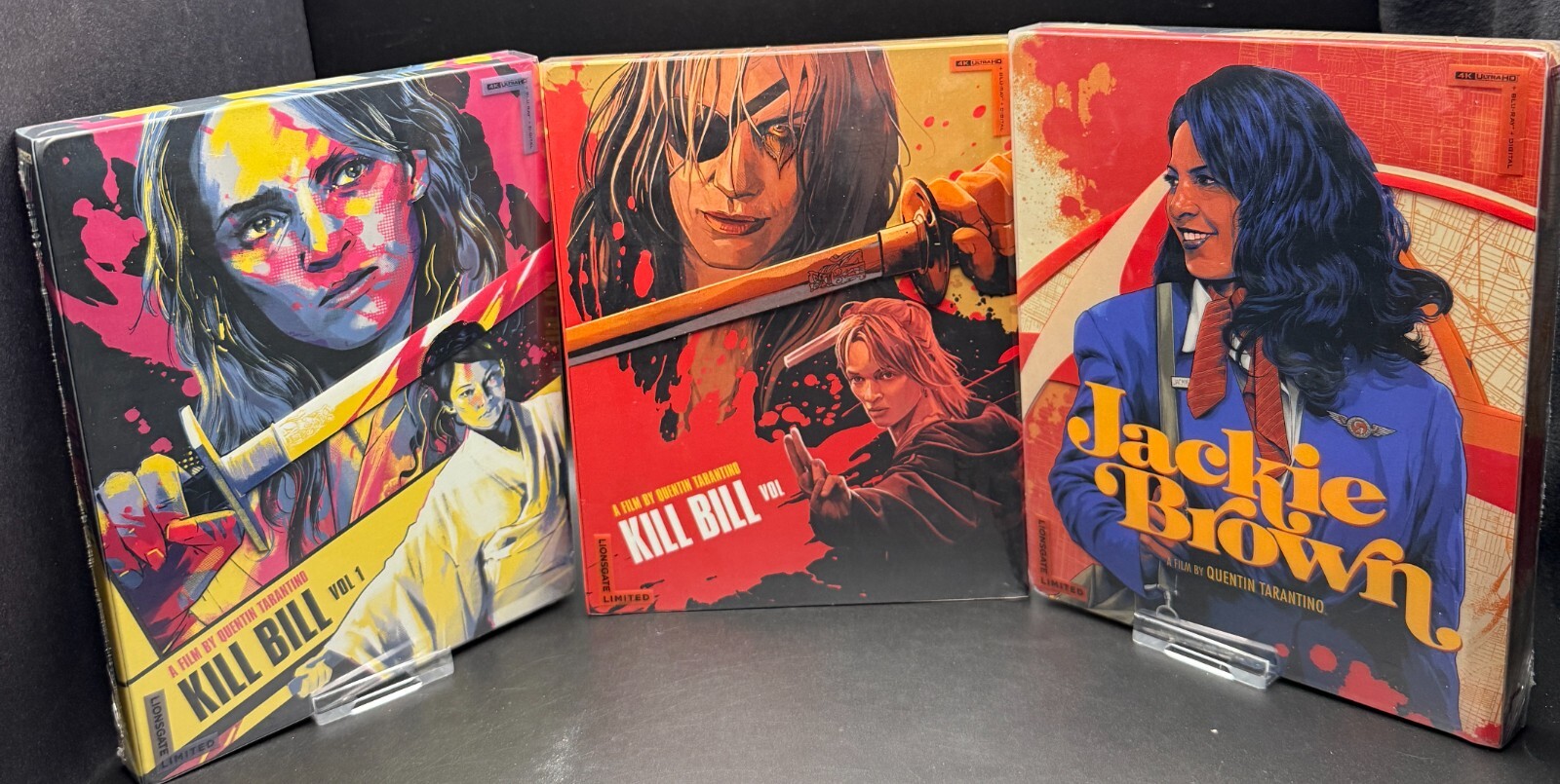 KILL BILL VOL. 1 & VOL. 2 + JACKIE BROWN 4K UHD BLURAY STEELBOOKS *NEW & SEALED*
