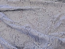 Light Gray Netting Lace Fabric Special Occasion Sequin Fancy Floral By the Yard