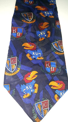 KU Jayhawks University of Kansas Neck Tie 100% Silk Merge Left Rock Chalk