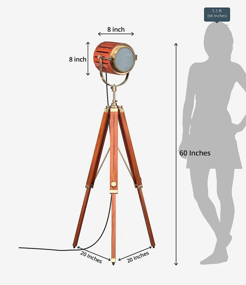Vintage Studio Theater Spot Light Designer Antique Tripod Search Light Spot Lamp - Image 3 of 4