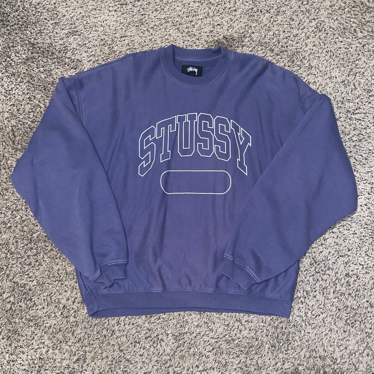 Size Large - Stussy Varsity Oversized Crew (Washed Blue) | eBay