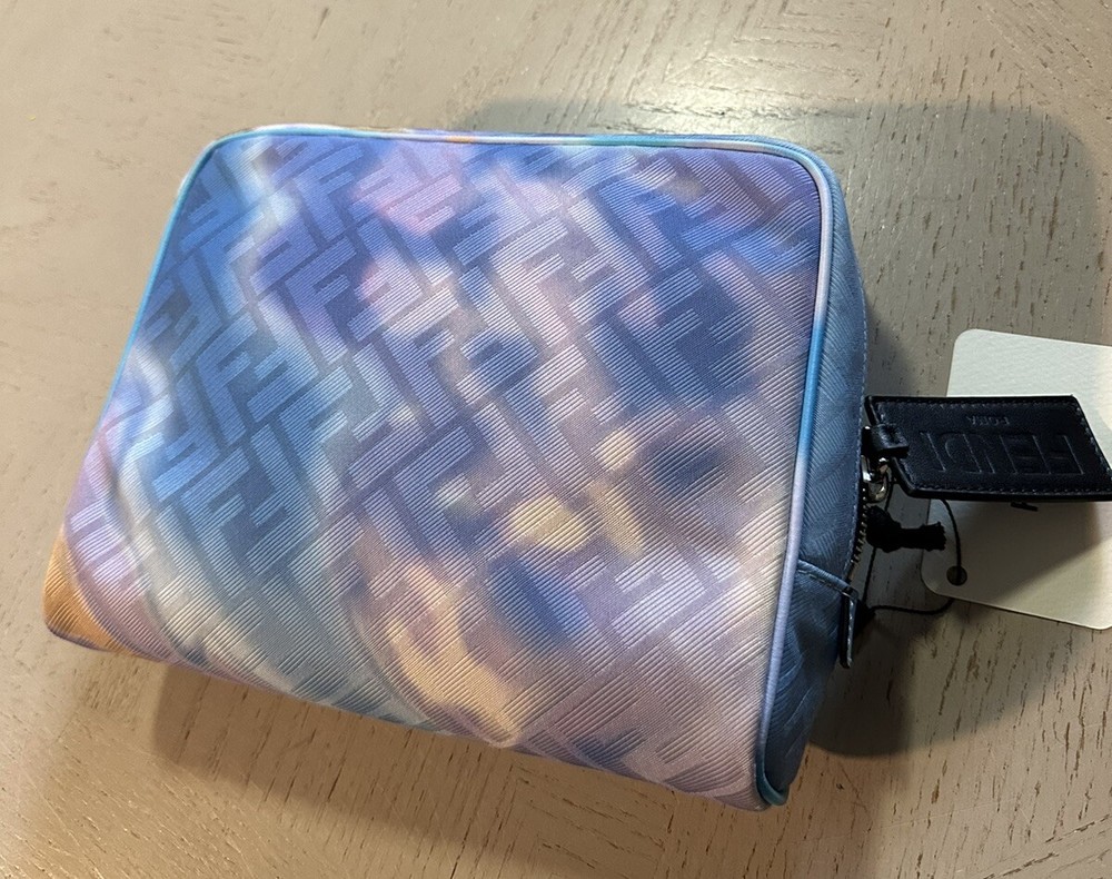 Fendi Azzurro Blue $720 Toiletry Travel Zipper Bag Made in Italy