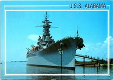 Postcard USS Battleship Alabama Mobile Norfolk Naval Shipyard C78