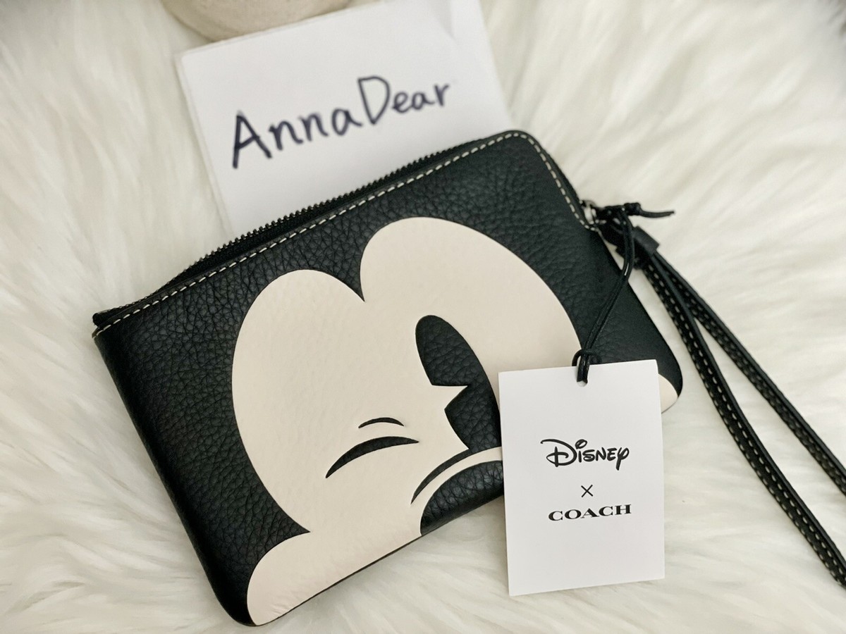 COACH CN041 Disney X Coach Corner Zip Wristlet With Wink Mickey