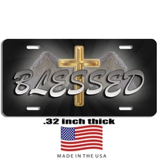 Blessed vanity license plate car truck SUV tag black