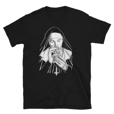 CHALK up another SIN, Nose Candy Nun, New Gothic Printed T-shirt 