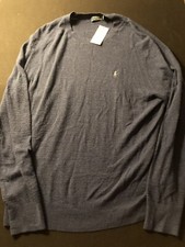 Polo Ralph Lauren Logo Crewneck Long Sleeve Sweater Blue Jumper Size XL New