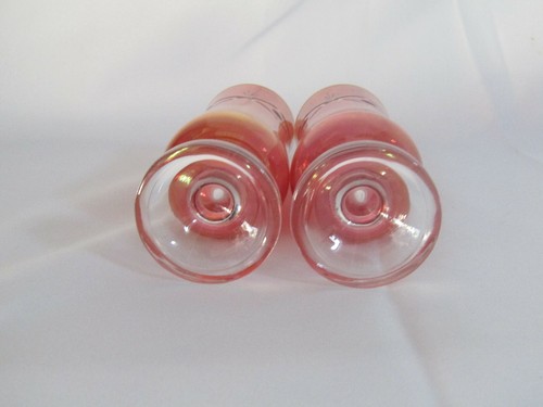 Stained Cut to Clear Etched Ruby Red/Cranberry Wine Glass Set 2 Short Stem - Picture 7 of 9