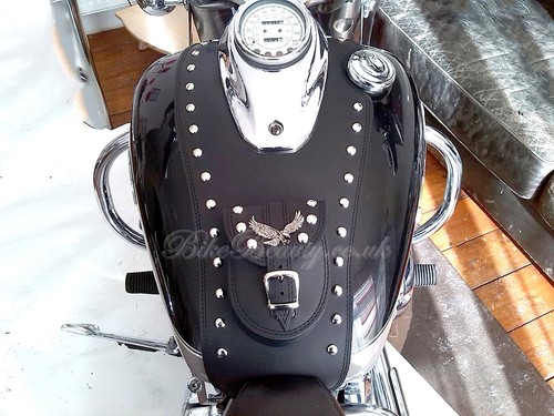 (S) YAMAHA DRAGSTAR XVS 650 VSTAR XVS650 A LEATHER TANK Panel Pad Strap Chap Bib - Picture 7 of 10