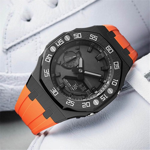 Premium Stainless Steel Case + Silicone Strap AP Mod Kit Set for G-Shock GA-2100 - Picture 6 of 77