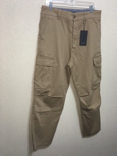 Zara Man Cargo Pants Color Beige Tan Size us 32 new | eBay