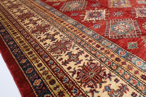 9x12 ft Kazak Red Area Rug Afghan Hand Knotted Wool Rug Dining Room Rug - Picture 7 of 14