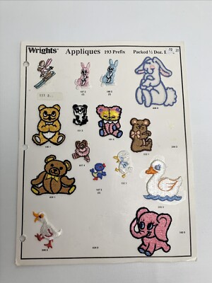 Vintage Wright s Sew-On Appliqué Patch Lot of 15 Bunny Bear NOS