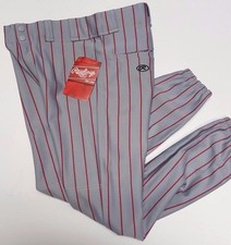 RAWLINGS YOUTH XL BASEBALL PANTS GREY RED PINSTRIPES NEW W TAGS