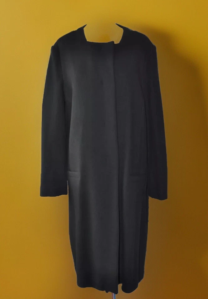 Minx Gr 40 Puristischer Winter Mantel Wollmischung Schwarz NEU - Bild 3 von 4