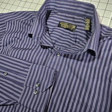 Donald J Trump Signature Collection Shirt Mens 16/34x35 Purple Stripes Button Up