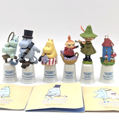Moomin's Tea Time Mini Figure Complete Set of 6 Finger Puppets Thimble Used