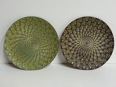 Vietri Plates 8.25'' Peacock Aqua & Purple Set of 8 New ~ Turkey ~ Dish & Decor