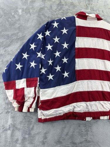 VTG Limited Edition USA Made American Flag Bomber Jacket Small 90s Stars Stripes - Picture 15 of 24