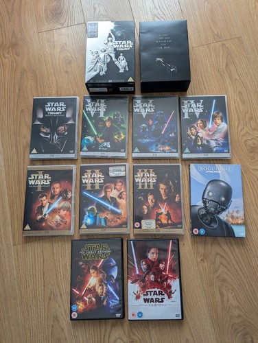 Collection Of Star Wars DVDs Including Original Trilogy Box Set 1-8 Rogue One