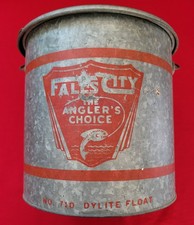 FALLS CITY NO. 710 DYLITE FLOAT galvanized metal MINNOW BUCKET Anglers Choice
