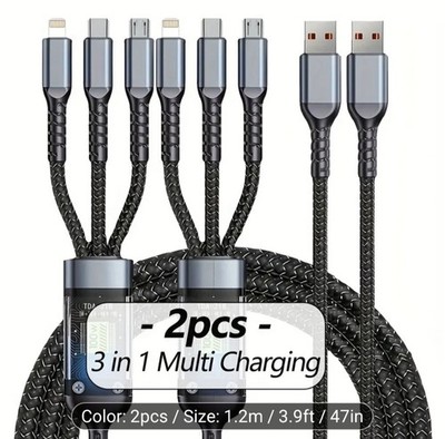 2/3 pcs multi charging cable 3in 1