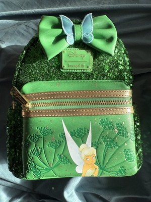 Disney Tinkerbell grün Pailletten Loungefly Rucksack Tasche neu mit Etikett gekauft bei Loungefly