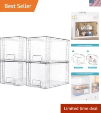 Stackable Storage Drawers Organizers Plastic Bins Clear Bathroom Kitchen Pantry
