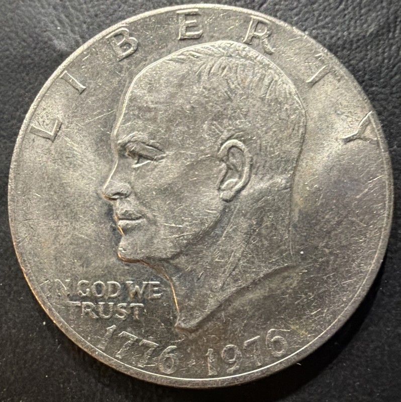 Eisenhower Bicentennial Dollar/ Off Center Strike Obverse/ AU/ Item#1247