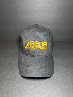 Alpha Outpost Apollo Mens Black Orange Embroidered Logo Adjustable Baseball Hat
