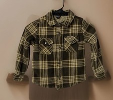Eddie Bauer Sherpa Lined Snap Front Brown Plaid Shirt Jacket Boys Kids Size 4/5