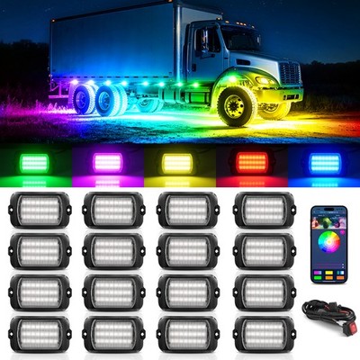 Q1 Max RGB IC LED Rock Lights 16 Pods Underglow Lamp APP Control IP68 Waterproof
