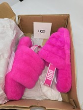 UGG Fluff Yeah Slide Rock Rose Pink Sheepskin Slingback Sandal SZ 3 OG BOX