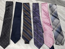 Lot Of 6 Men  s Modern Neckties Tommy Hilfiger Calvin Klein Banks Blue Purple