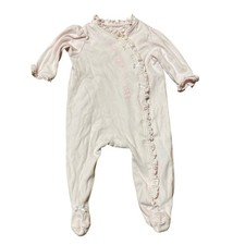 Little Me Baby Girls Pink Ruffled Footed Sleeper 9M Cotton Blend Floral