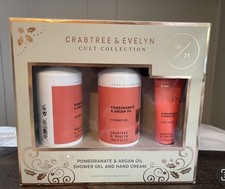 NEW Crabtree Evelyn Pomegranate Argon Oil Shower Gel 2 Hand Cream IN BOX