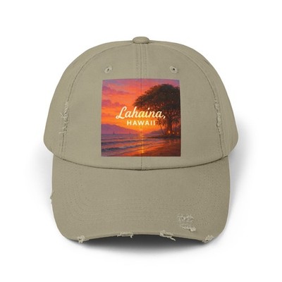 Unisex Distressed Hat Lahaina Hawaii Maui Coast Sunset