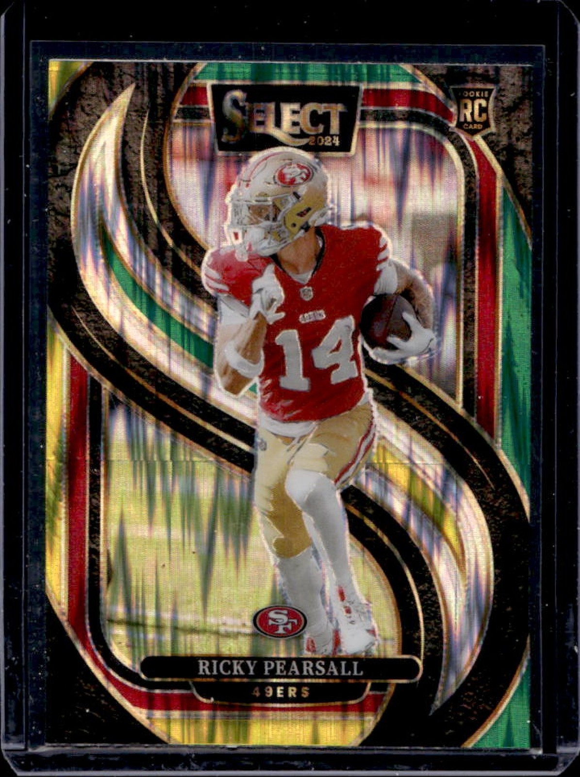 2024 Select Ricky Pearsall Premier RC Green and Yellow Prizm Shock #173 49ers
