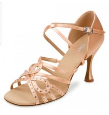 RARE Bloch Marcella Tan Sparkle Satin Ballroom Shoes Size 9M #S0820SB