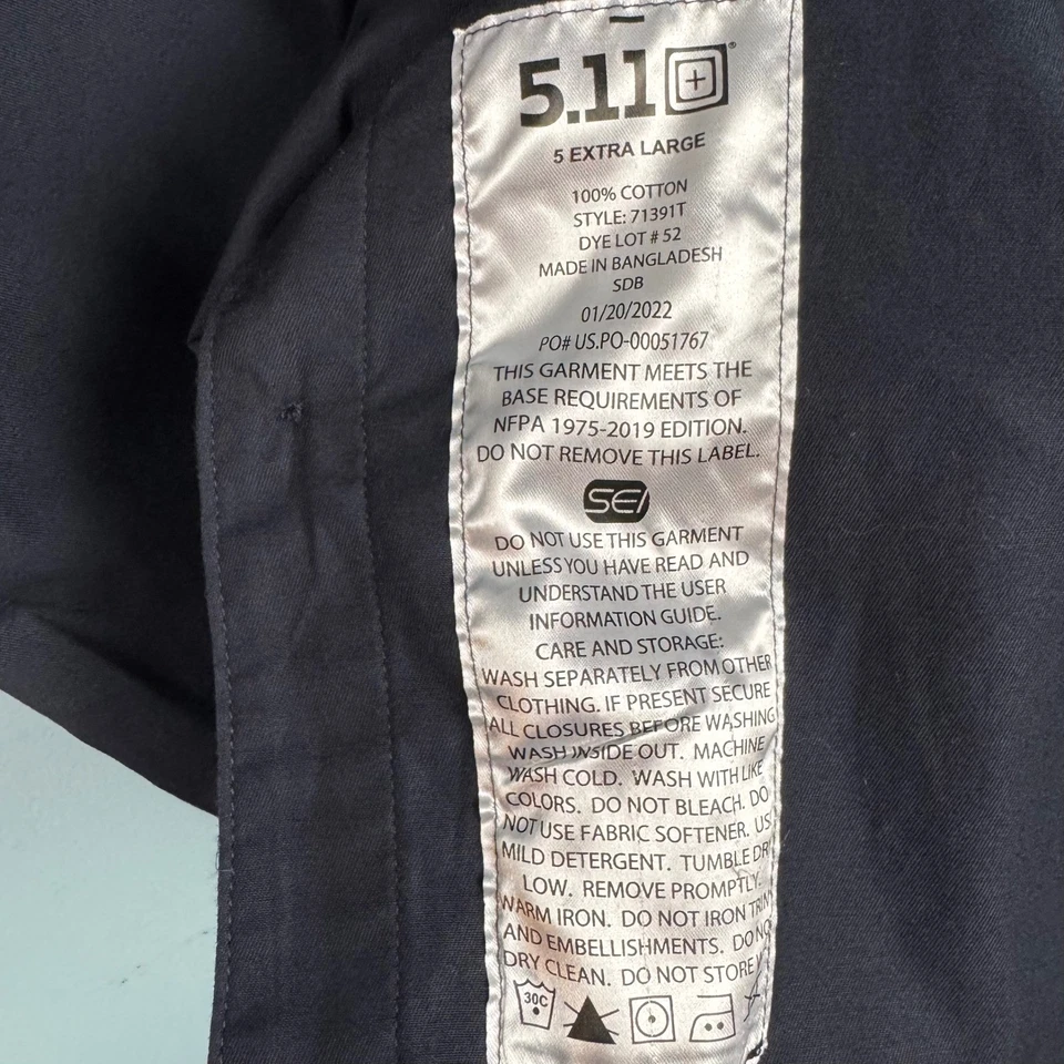 Camisa de manga corta con botones 5.11 Tactical Company para hombre 5XL algodón azul marino Foto 3 de 4