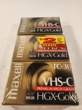 Maxell Camcorder HGX-Gold Videocassette 3 Pack VHS-C Tapes TC-30 Sealed NOS NEW
