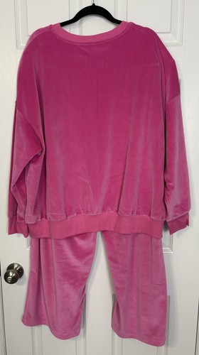 Joyspun Damen Lounge Pyjama Set Gr. 3X Rosa Rippstrick Pull On Hose Taschen - Bild 2 von 13