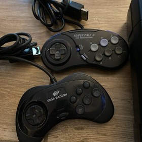 Sega Saturn MK-80000A Black Console with Controllers, Cables & Games. Tested