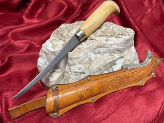 Cuchillo para filetear Finlandia 16 5 cm hecho a mano con funda de cuchillo original