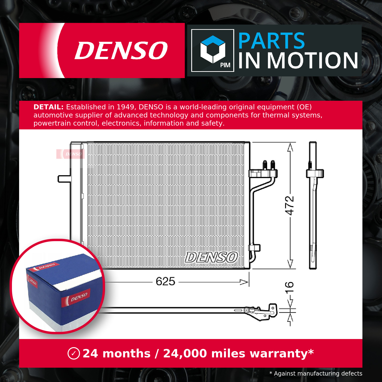 Air Con Condenser fits FORD KUGA 2.0D 2013 on AC Conditioning Denso 1785765 New