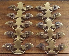 Vtg Brass Chippendale Batwing Drawer Pulls Bat Wing Lot of 10 Dresser Handles