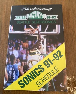 New 1991-92 Seattle SuperSonics Basketball Pocket Schedule Budweiser Shawn Kemp